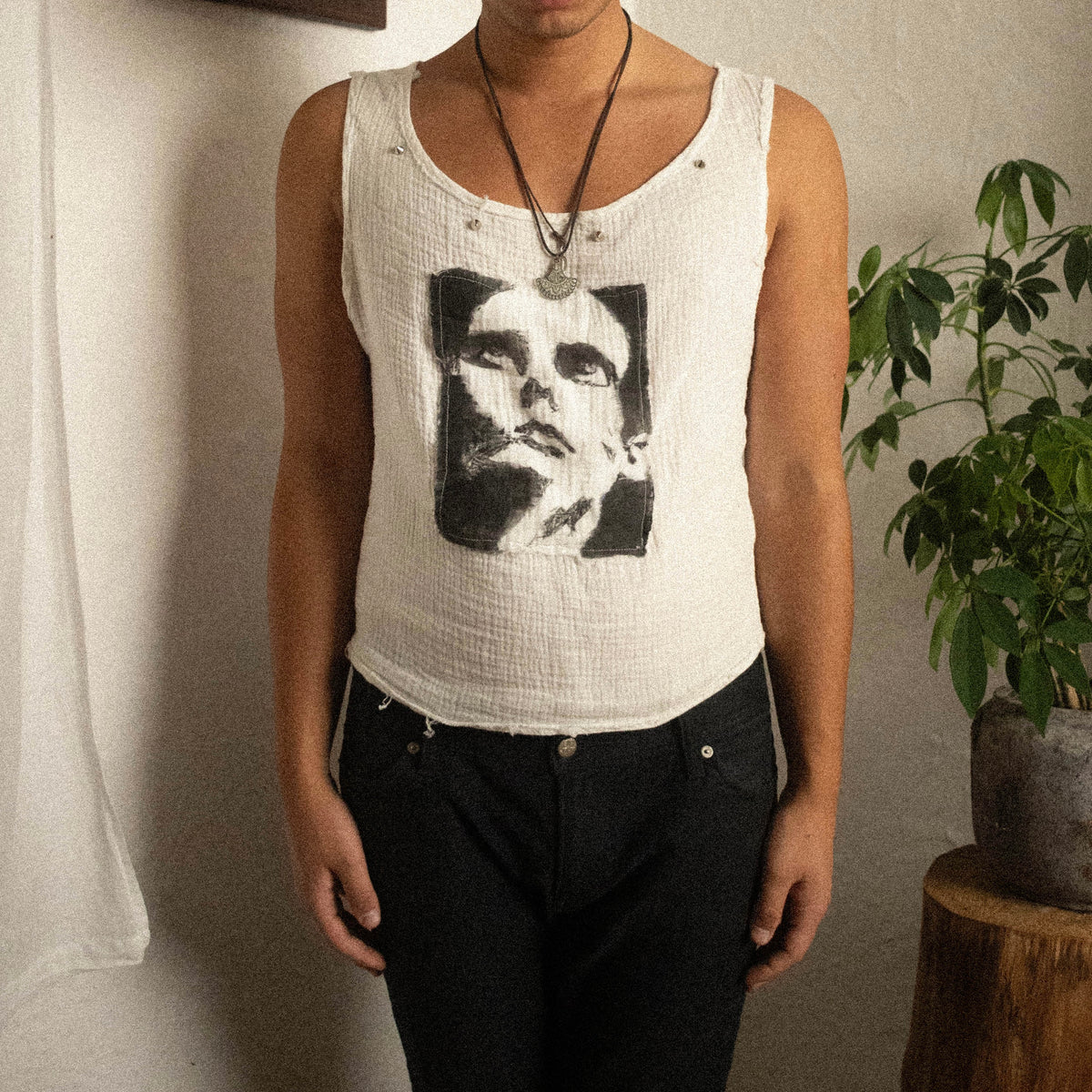 VULTUS MEN'S HAND-PAINTED MUSLIN TANK TOP