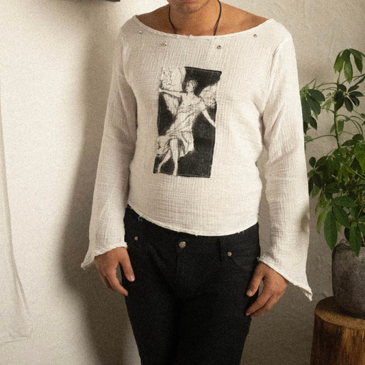 ANGELUS MEN'S HAND-PAINTED MUSLIN LONGSLEEVE